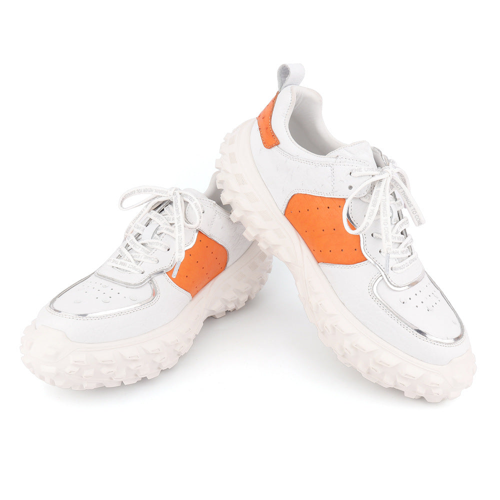 Ostrich skin genuine leather men's sneakers fashion wear-resistant men's shoes