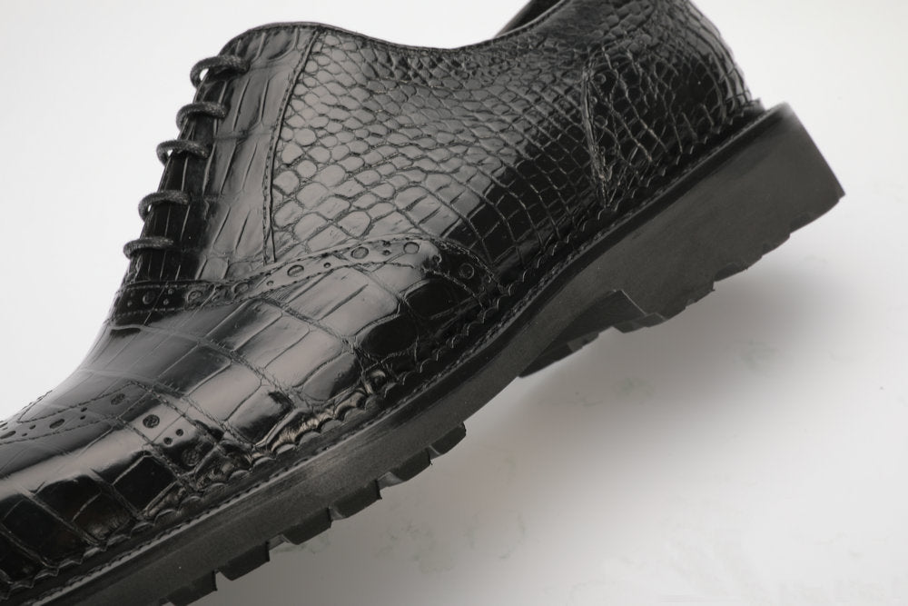 New Crocodile Skin Genuine Leather Men's Leather Shoes Rubber Sole Business Shoes