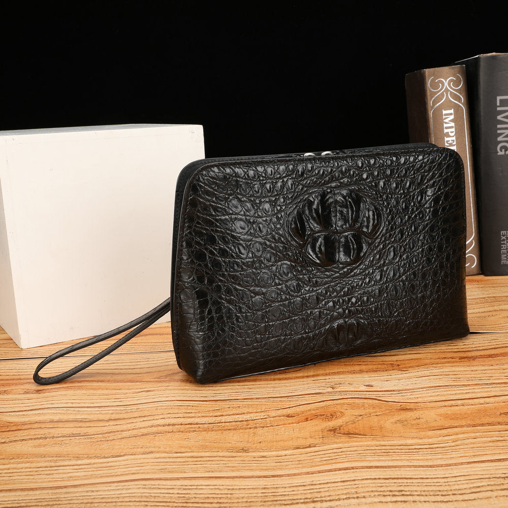 Crocodile bone skin men's handbag genuine leather business casual men's bag