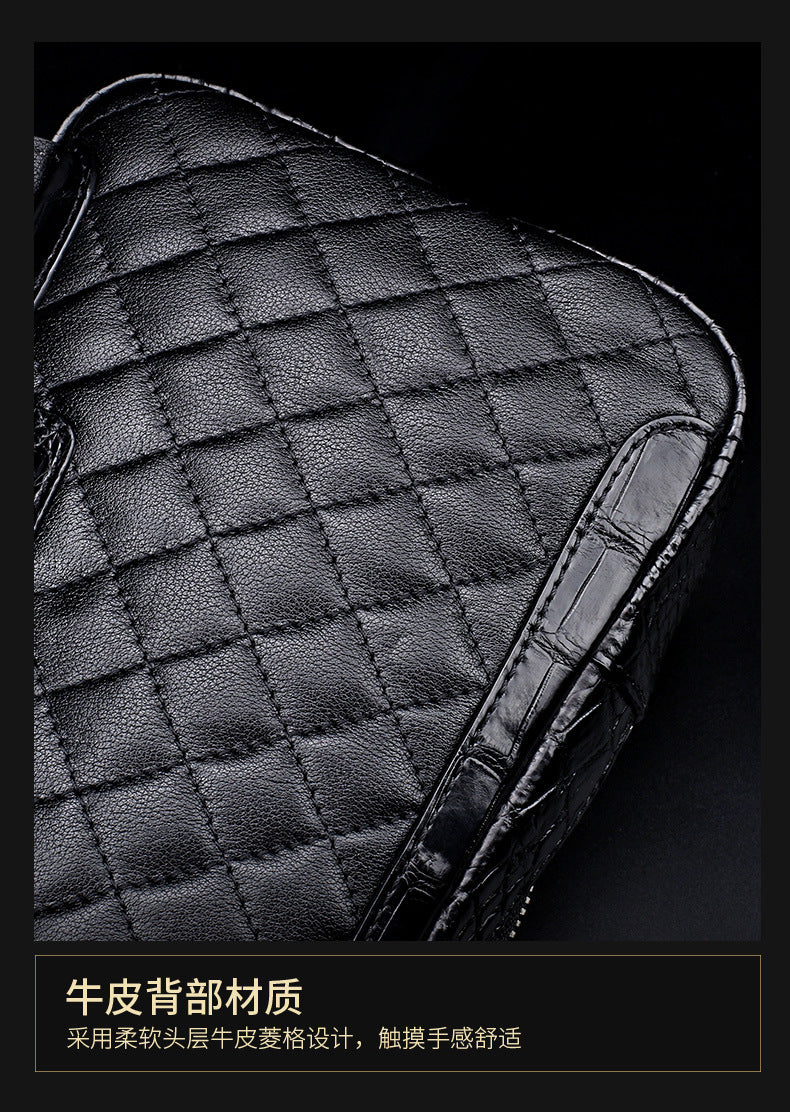 Crocodile bone skin bust bag genuine leather men's bag casual luxury crossbody bag