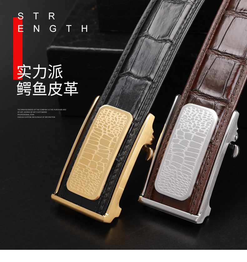 Siamese Crocodile Skin Men's Belt Automatic Buckle Business Casual Genuine Leather Belt