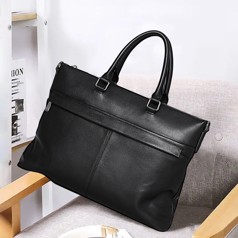 Men's Handbag Genuine Cowhide Leather Computer Bag Business Large Capacity Briefcase Crossbody Bag