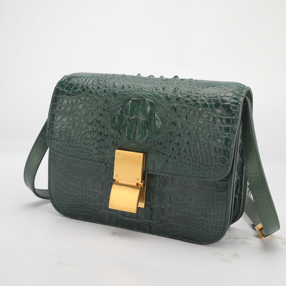 Siamese crocodile skin small square bag tofu bag shoulder bag ladies diagonal shoulder bag