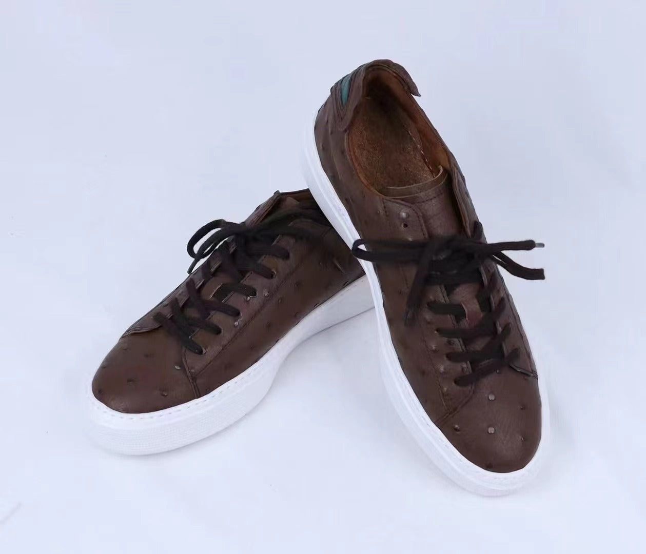 Ostrich Skin Men Shoes Fashion Genuine Leather Sneakers Men's Casual Sports Shoes