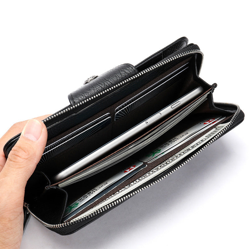 Men's long wallet made of cowhide genuine leather business simple card holder clutch bag men's wallet