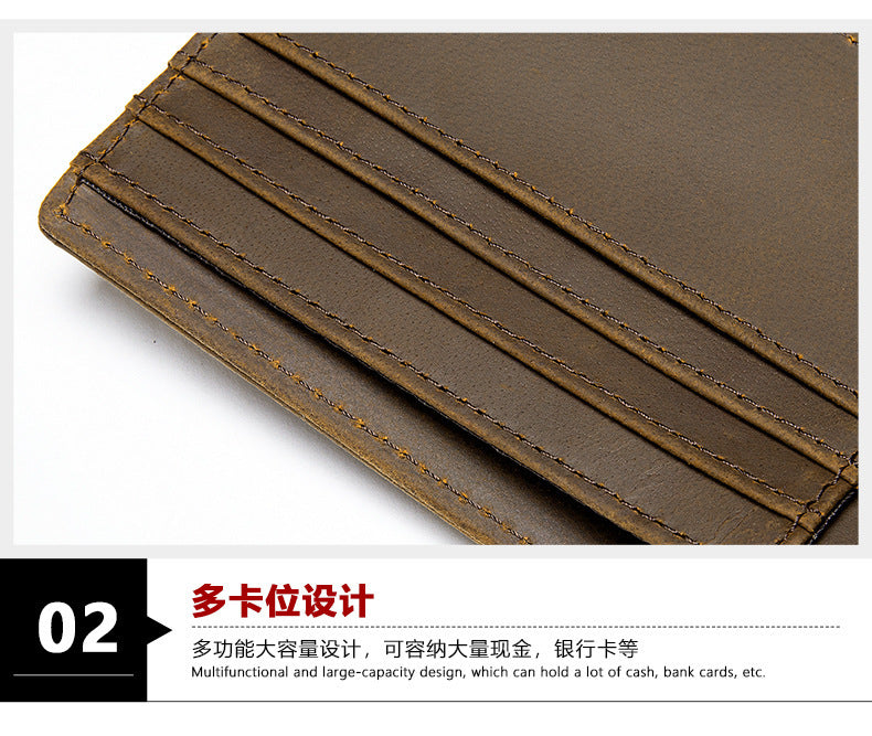 Men's wallet cowhide genuine leather retro RFID anti-theft brush card bag men's wallet