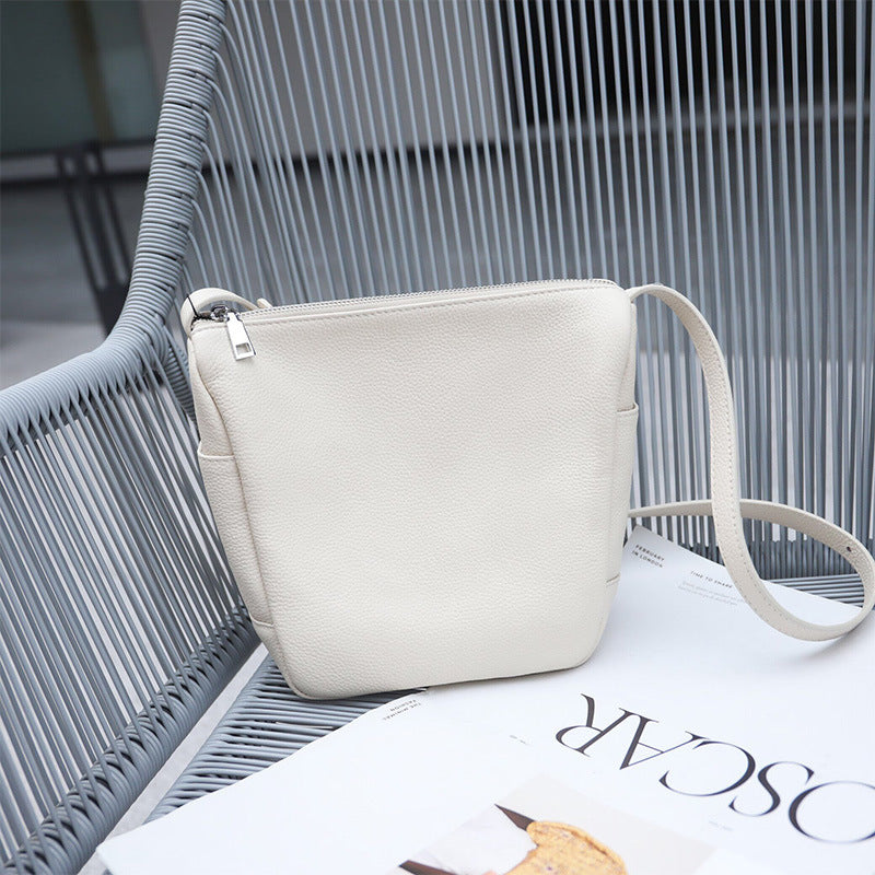 Cowhide shoulder bag tote bag large capacity ladies crossbody bucket bag