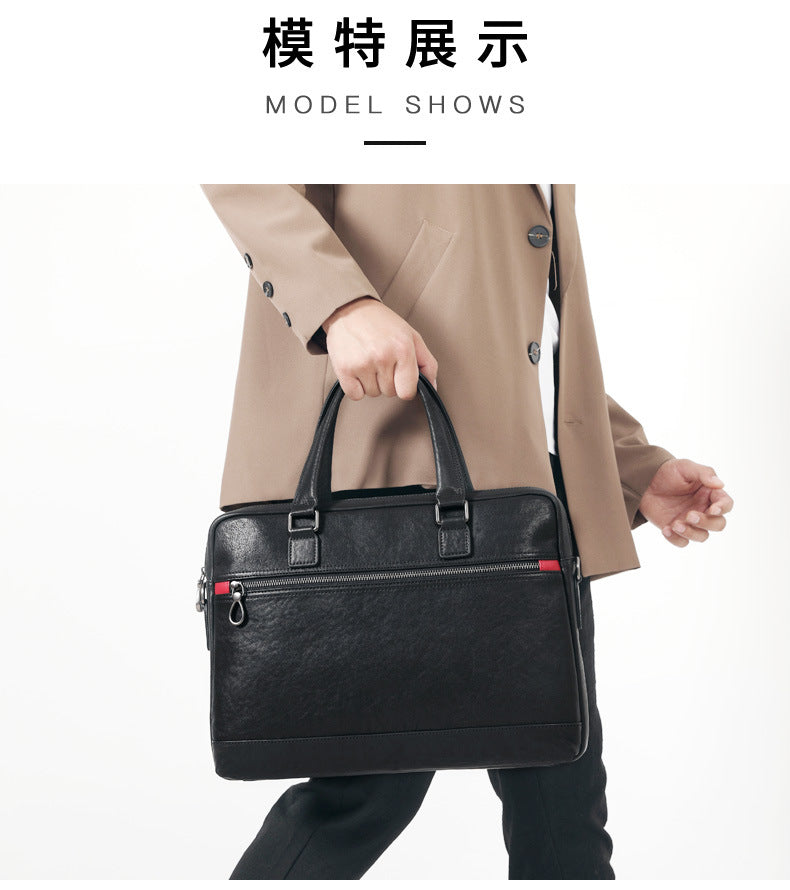 Men's Briefcase Handbag Genuine Cowhide Leather Business Casual Crossbody Bag