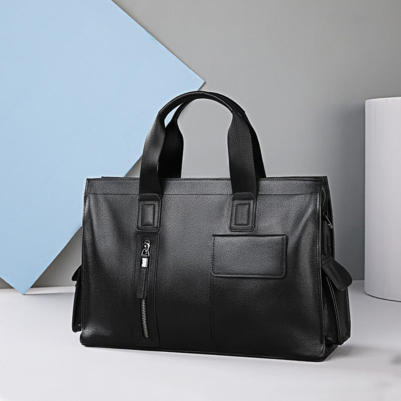 Men's handbag, genuine cowhide leather, computer bag, business large-capacity briefcase