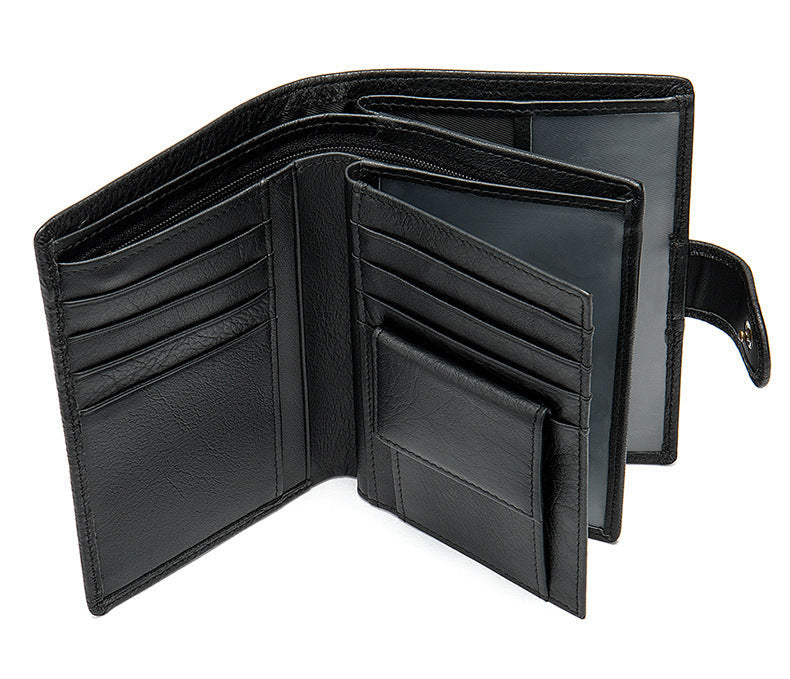 Men's wallet cowhide texture lychee pattern card holder business wallet for men