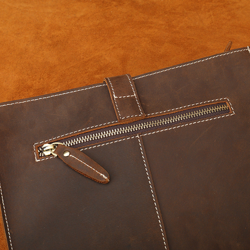 Men's Wallet Genuine Cowhide Leather Retro Crossbody Shoulder Bag Multifunctional Large Capacity Clutch Bag Men's Wallet