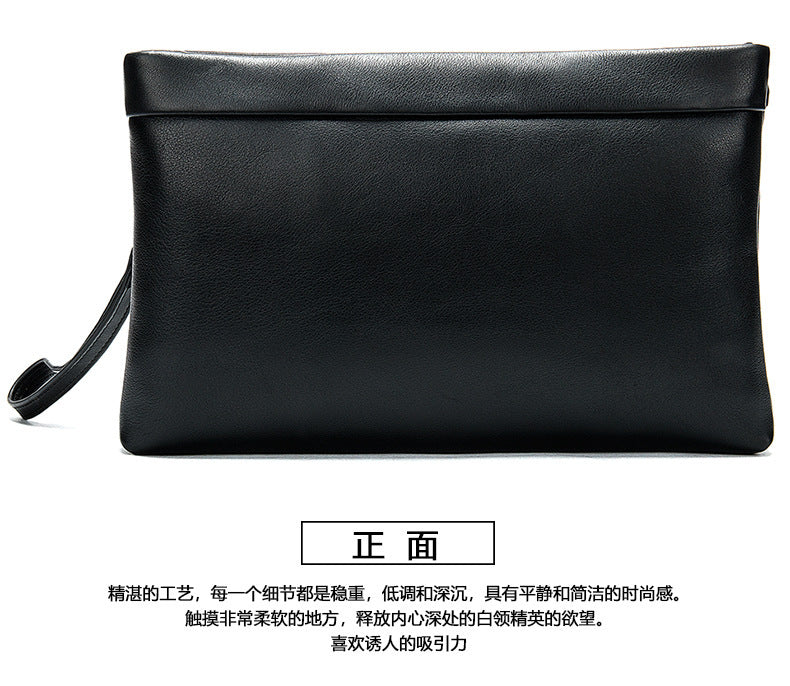 Men's clutch bag cowhide genuine leather Korean fashion business large capacity men's handbag