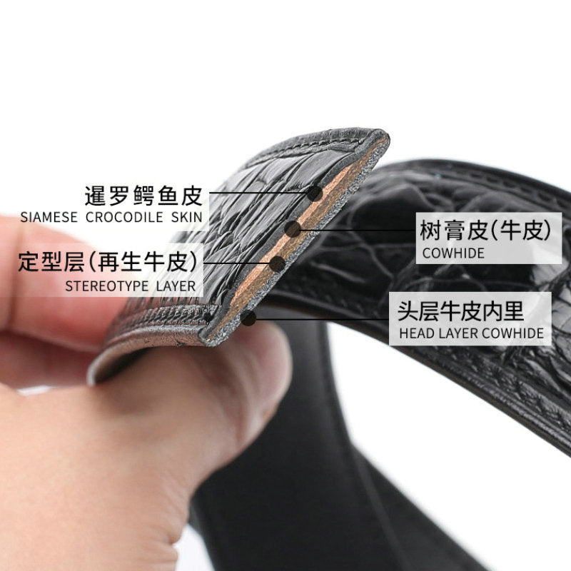 Taiwan Crocodile Skin Osteoderm Men's Belt Genuine Leather No Pieces Smooth Buckle Men Belt No Buckle