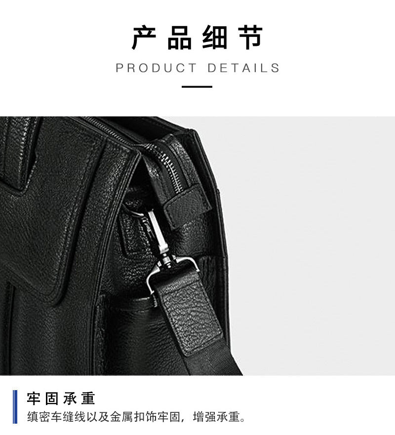 Men's briefcase genuine cowhide leather handbag computer bag business large capacity handbag