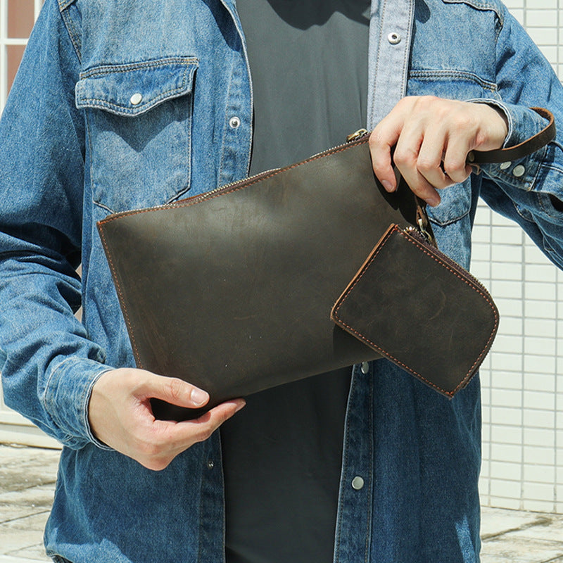 Men's long wallet large capacity retro mobile storage men's wallet clutch bag wrist bag