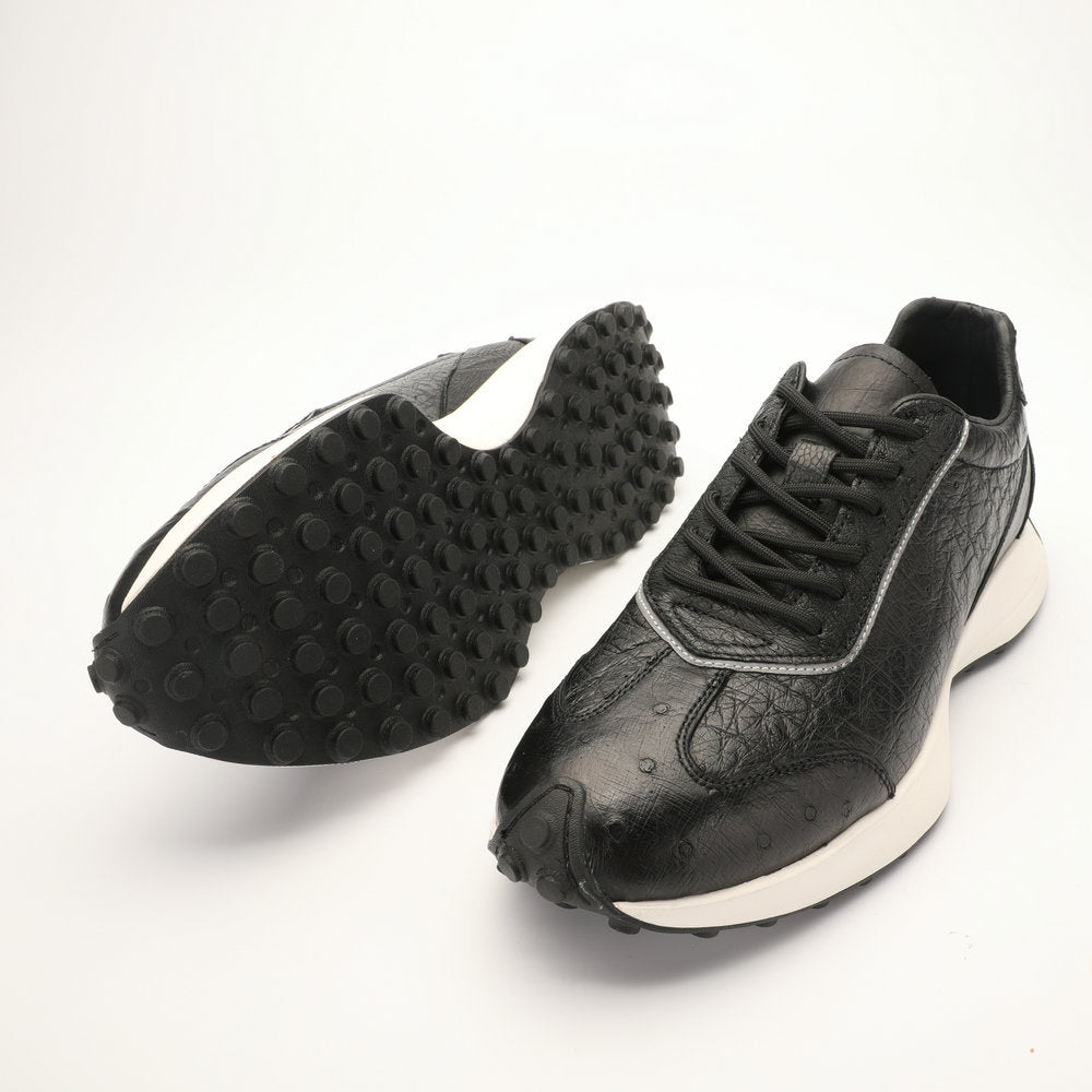 Ostrich leather men's shoes genuine leather wear-resistant anti-slip fashion sports casual shoes