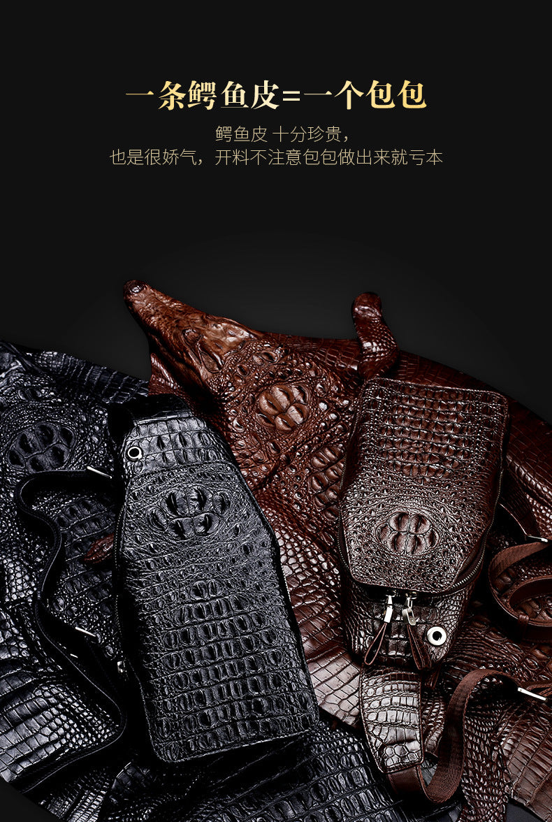 Crocodile bone skin bust bag genuine leather men's bag casual luxury crossbody bag