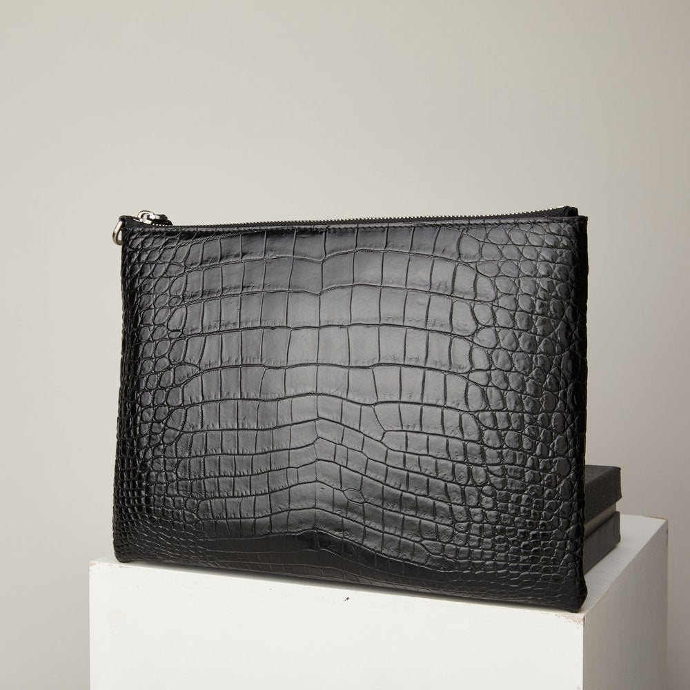 Siamese Crocodile Skin Men's Bag Genuine Leather Business Casual Handbag