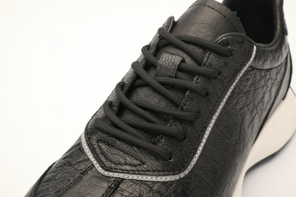 Ostrich leather men's shoes genuine leather wear-resistant anti-slip fashion sports casual shoes