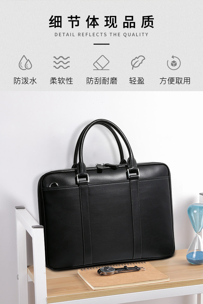 Men's briefcase business genuine cowhide leather casual simple crossbody shoulder bag handbag