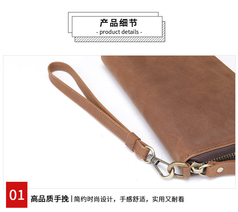 Men's Wallet Genuine Cow Leather Wallet Fashion Large Capacity Clutch Bag for Men