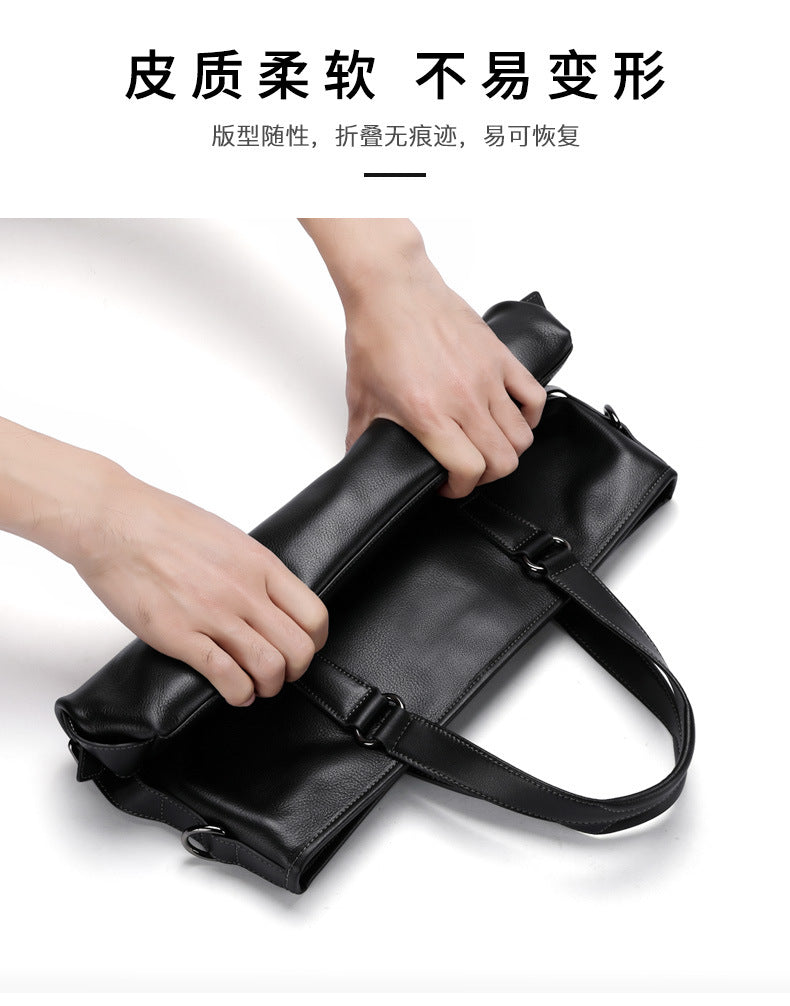Men's Handbag Genuine Cowhide Leather Computer Bag Casual Business Briefcase Crossbody Bag