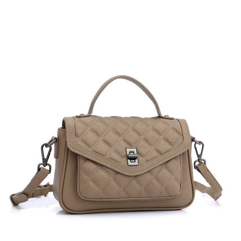 Small square bag French temperament rhombus lattice handbags shoulder bag cowhide women bag