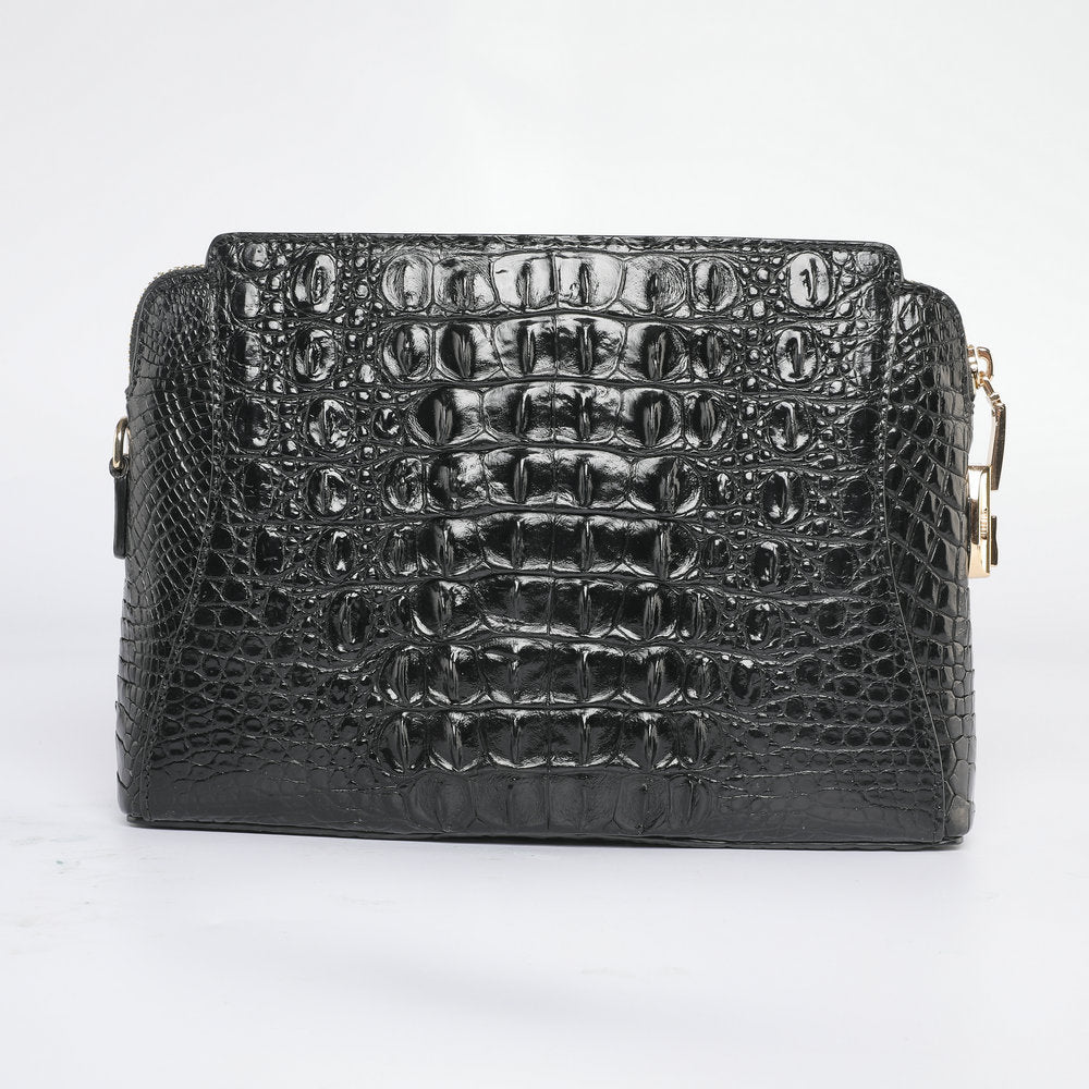 Crocodile Skin Genuine Leather Handbag Security Lock Business Casual Outdoor Conference Men's Bag