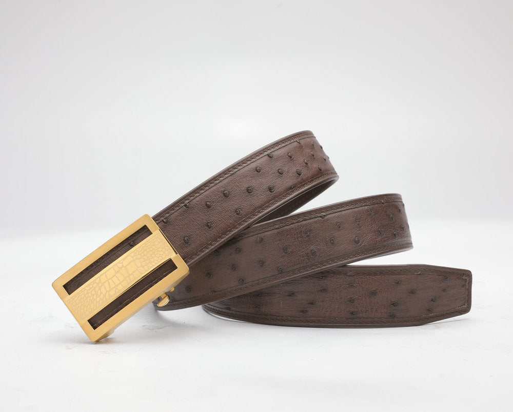 Ostrich leather genuine leather men's belt automatic buckle casual width 3.4cm men belt gift present