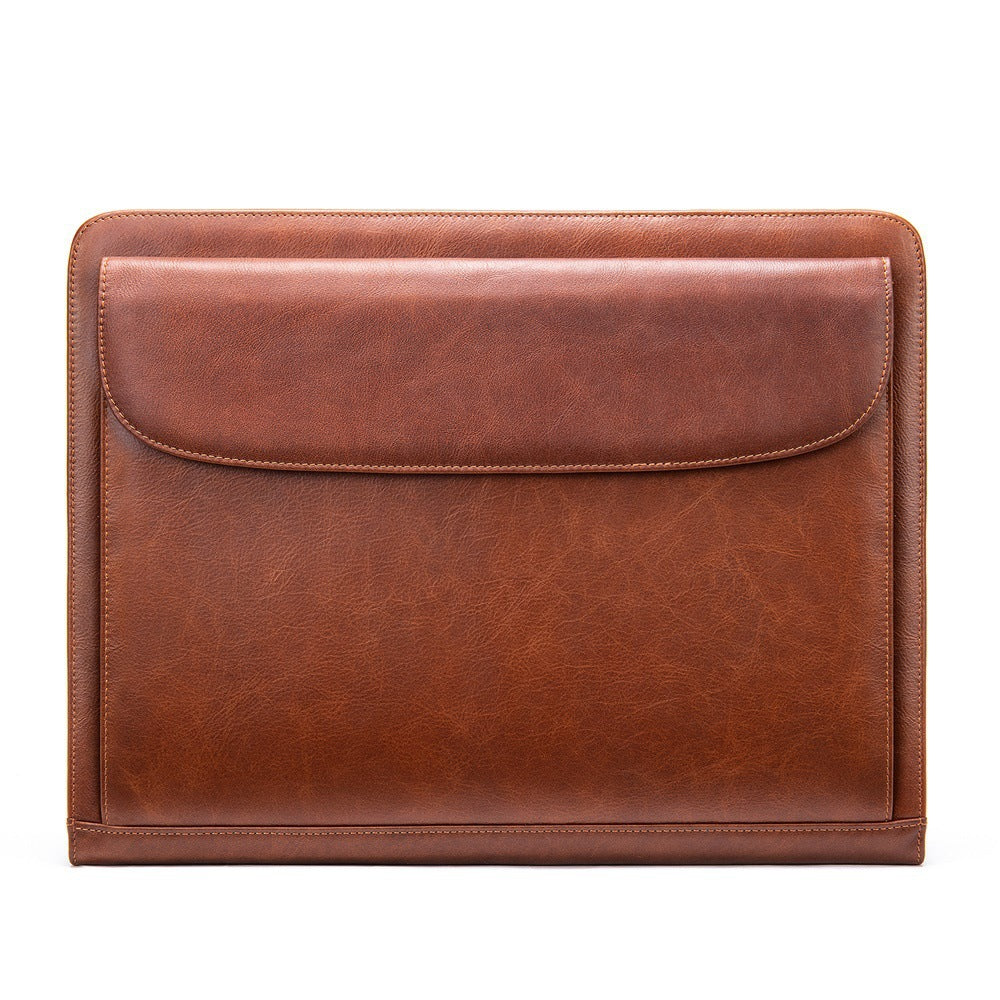 Men's clutch bag Genuine cowhide leather large capacity business zipper file bag Men's handbag