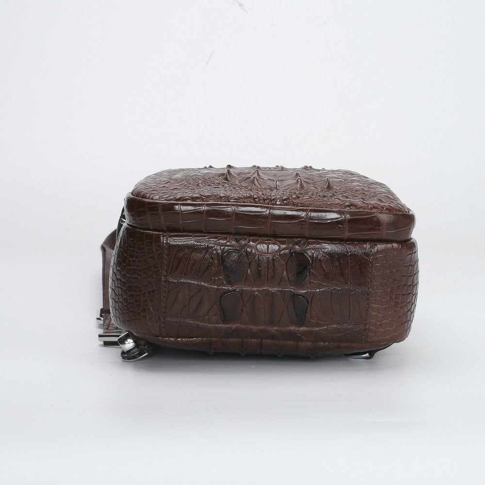 Men's Bust Bag Crocodile Skin Genuine Leather Large Capacity Outdoor Sports Backpack Casual Fashion Waist Pouch