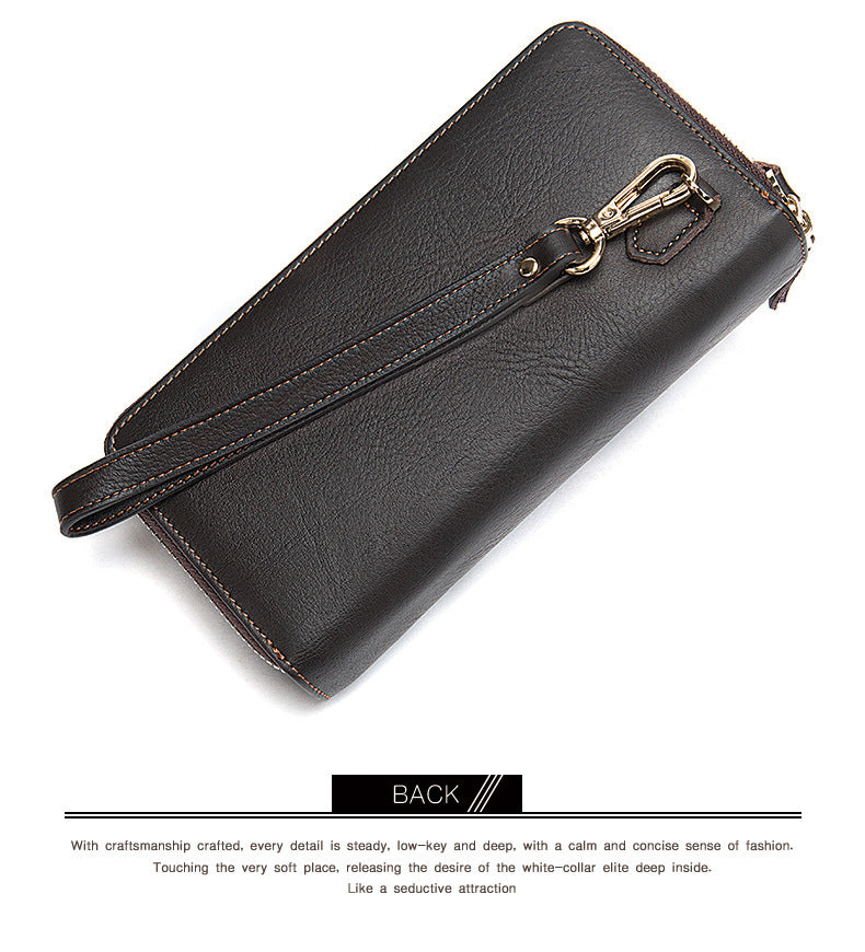 Men's long wallet double zipper card bag coin purse card holder business wallet for men