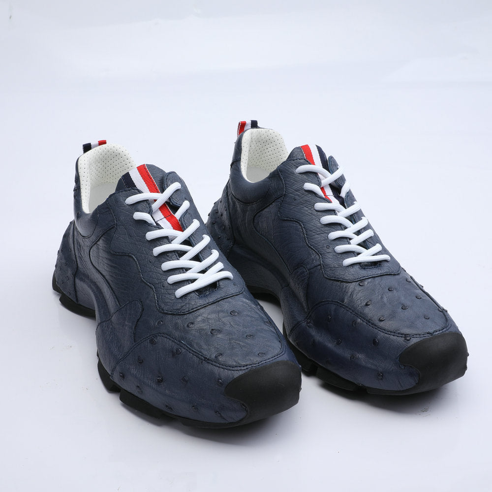 Ostrich leather genuine leather men's sneakers fashion casual shoes in-heel men's shoes