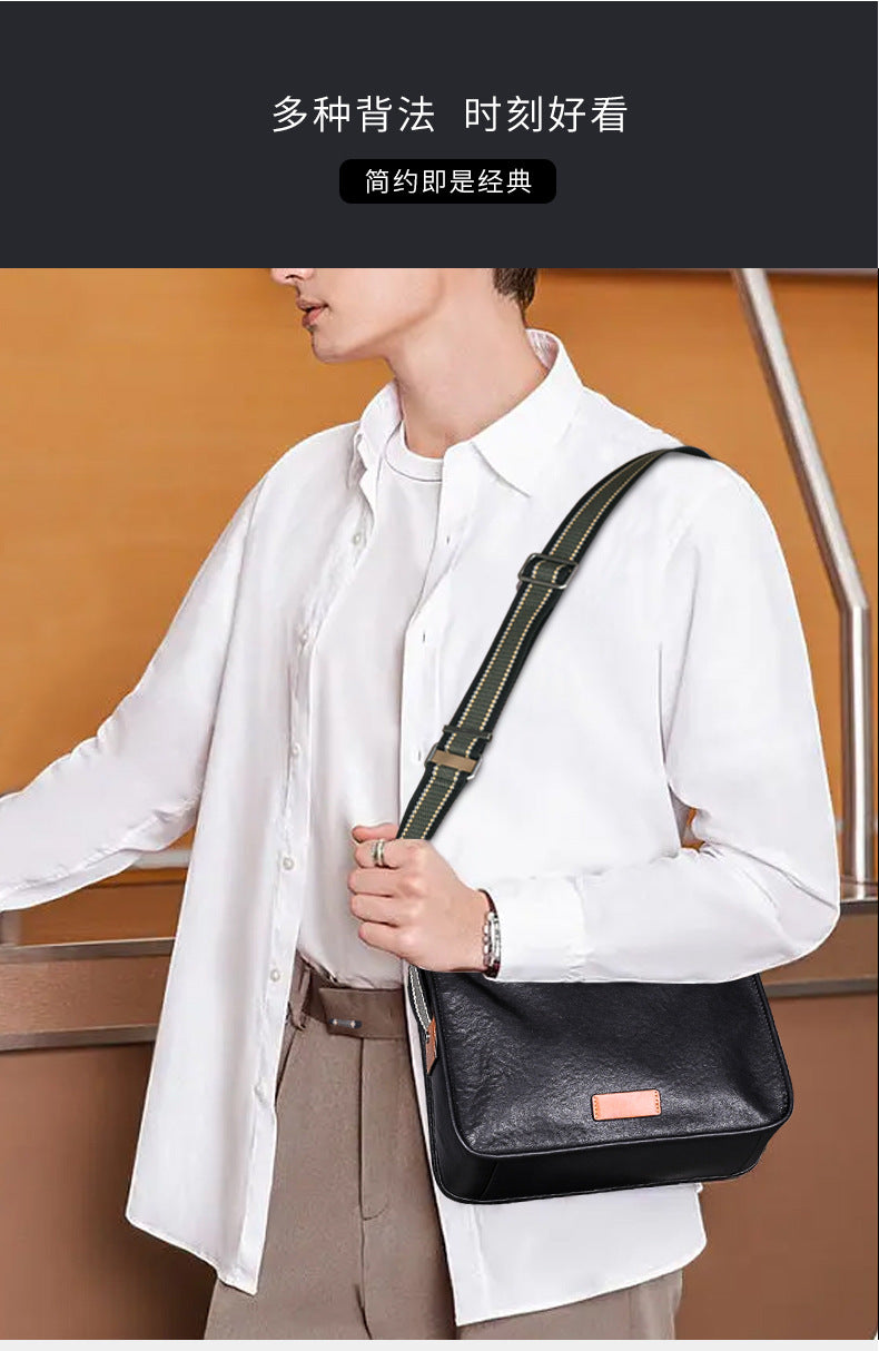 Men's Shoulder Bag Genuine Cowhide Leather Fashion Casual Commuting Crossbody Bag