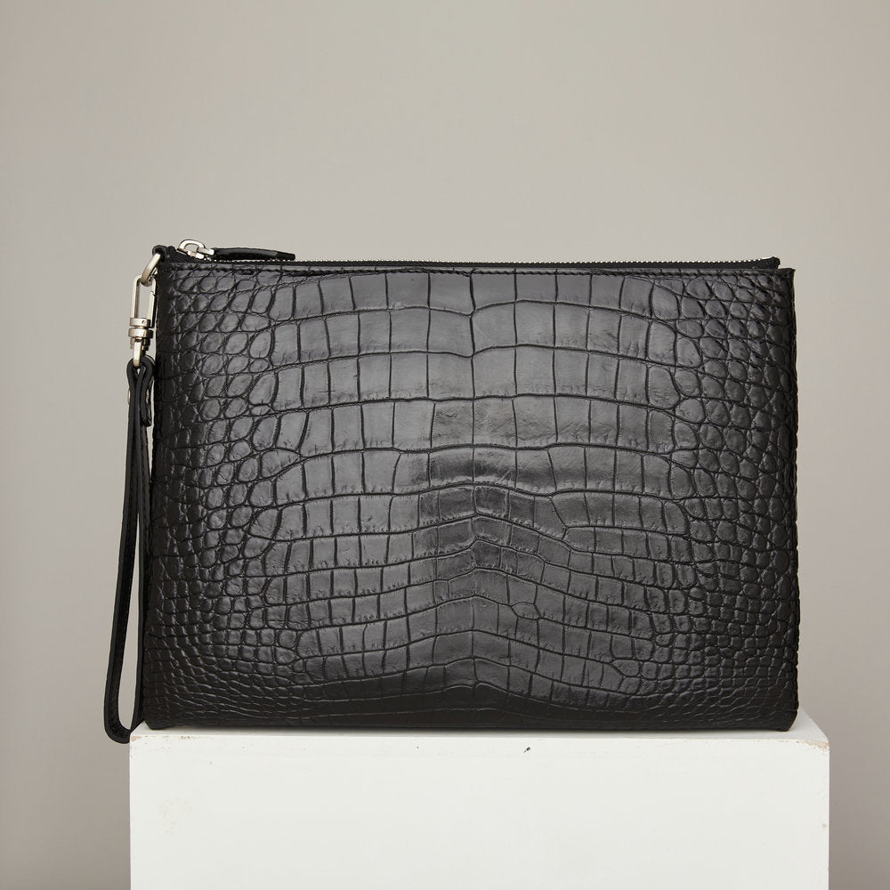 Siamese Crocodile Skin Men's Bag Genuine Leather Business Casual Handbag