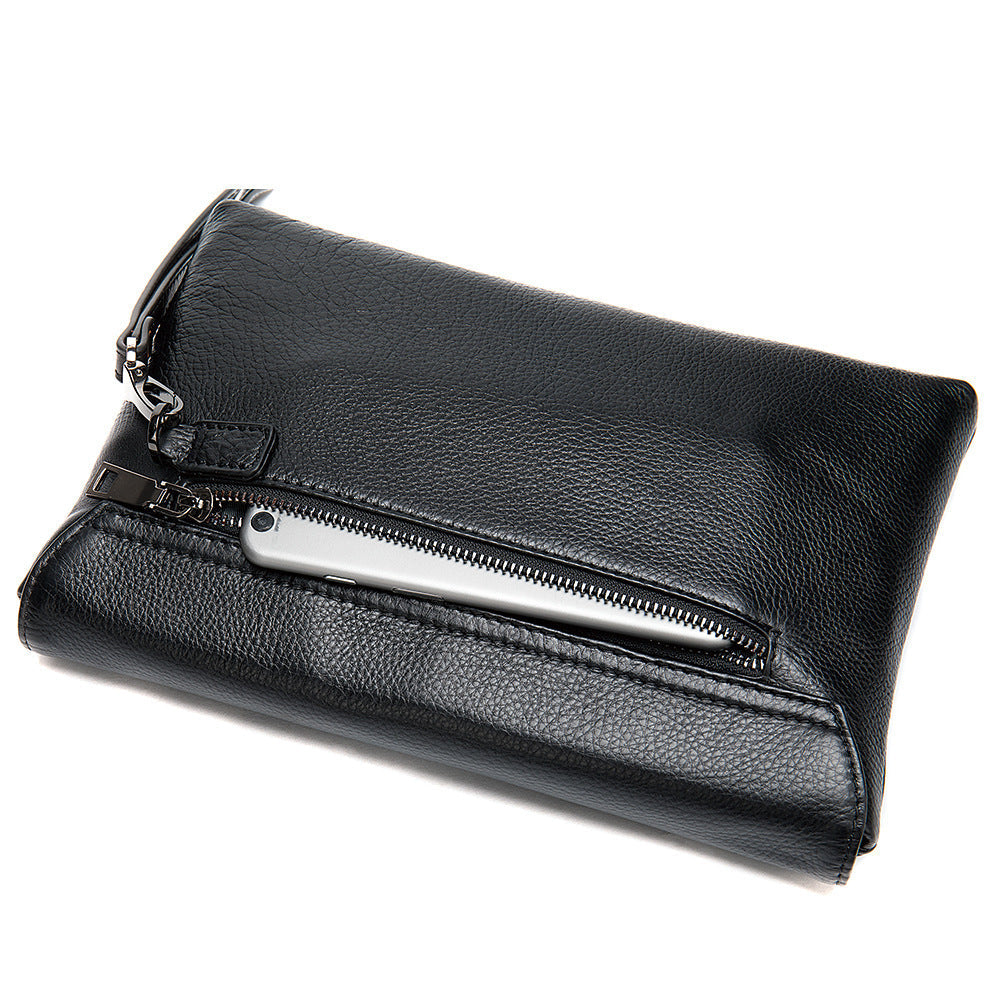 Men's Clutch Bag Cowskin Business Large Capacity Handbag for Men