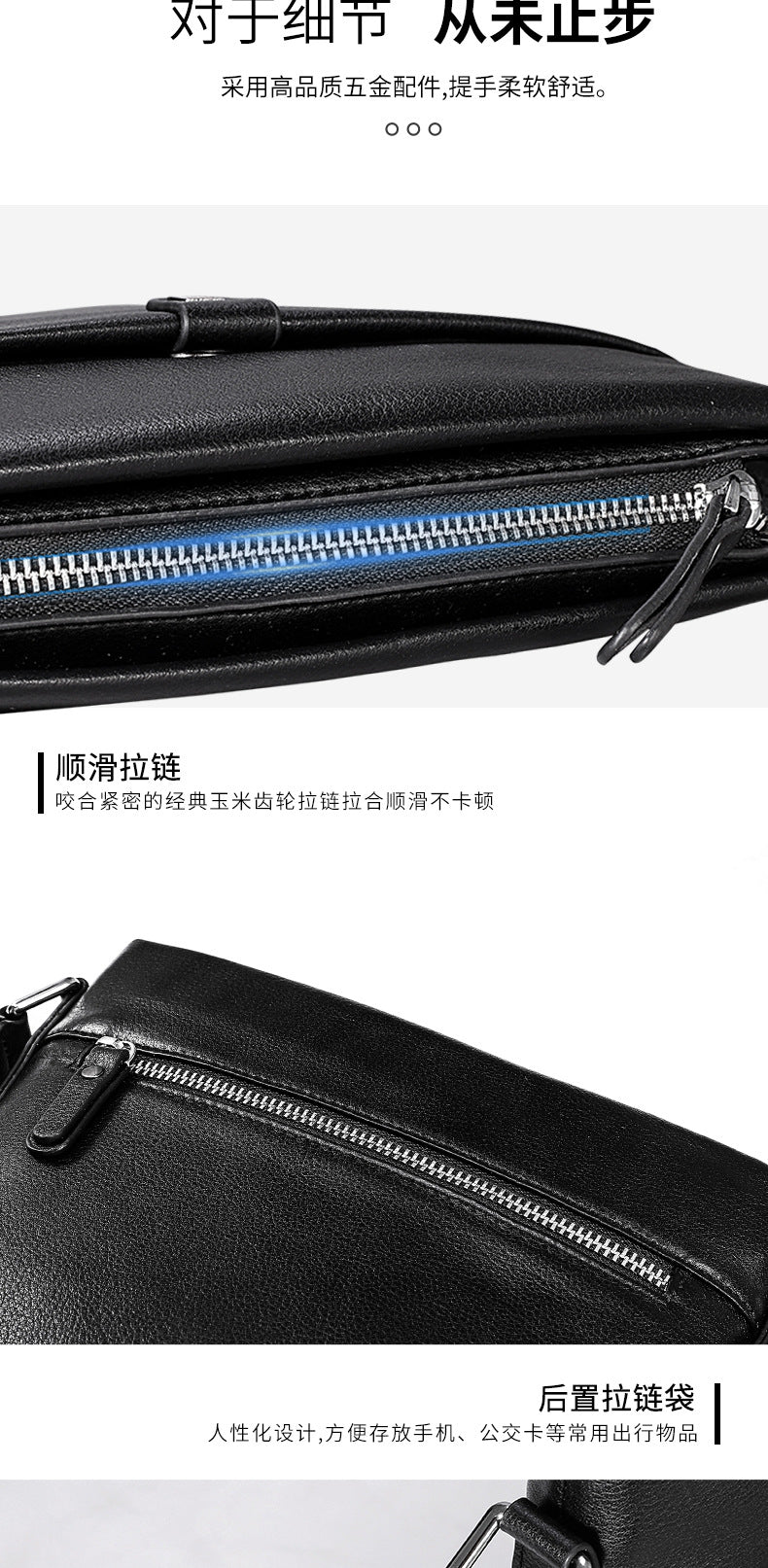 Men's Shoulder Bag Made of Genuine Cowhide Leather Large Capacity Casual Bag for Men