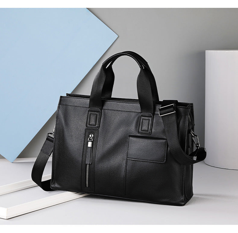 Men's handbag, genuine cowhide leather, computer bag, business large-capacity briefcase