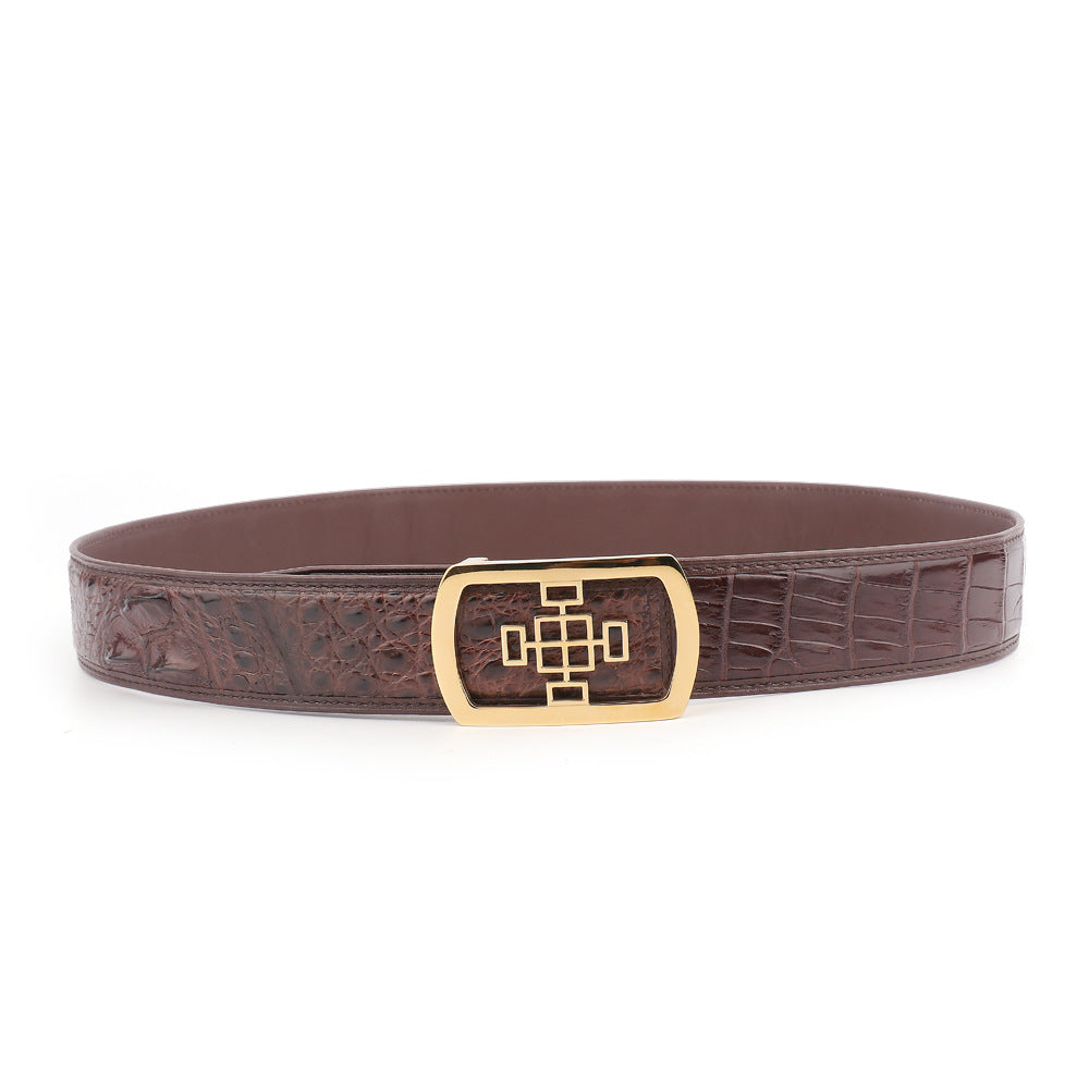 Crocodile Skin Men's Belt Fashion Plate Buckle Genuine Leather Men's Belt