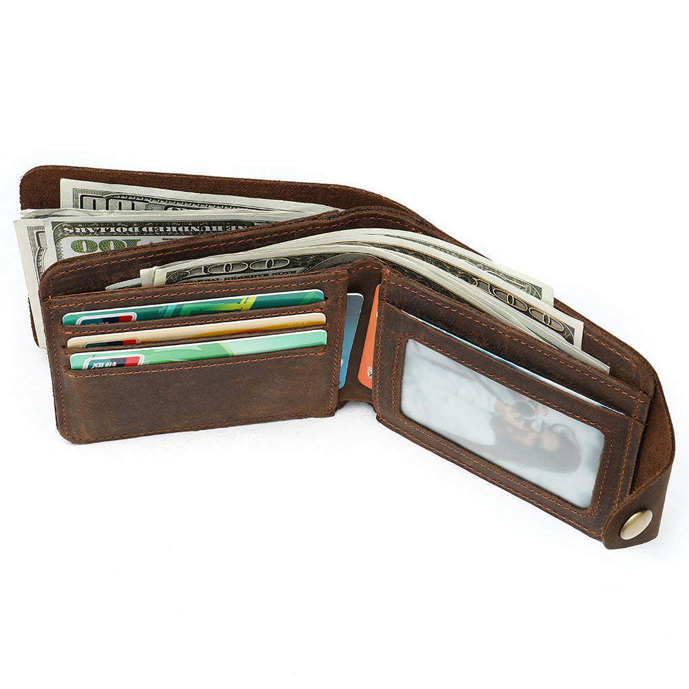 Men's Wallet Cow Leather Card Holder Large Capacity Clutch Bag Retro Men's Wallet