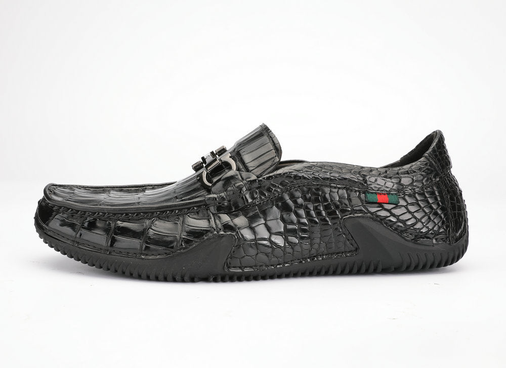 Crocodile Belly Skin Genuine Leather Men's Leather Shoes Moccasins Casual Loafers Shoes