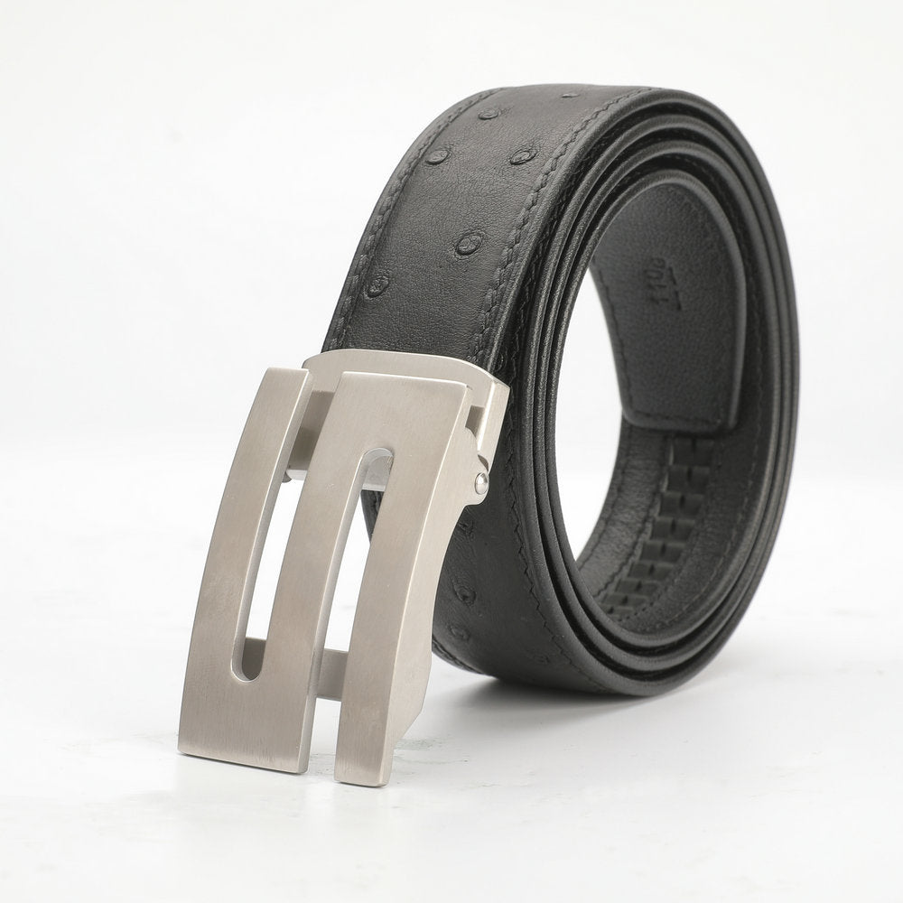 New Ostrich Skin Genuine Leather Men's Belt Automatic Buckle Width 3.4cm Business Casual Luxury Men's Belt