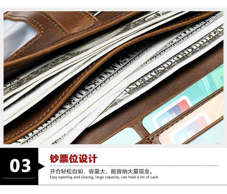Men's long wallet handmade retro clutch bag coin holder wallet for men