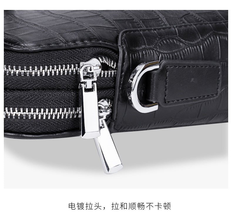 Men's Briefcase Handbag Cowhide Genuine Leather Computer Bag Business Large Capacity Fashion Crocodile Crest Handbag for Men
