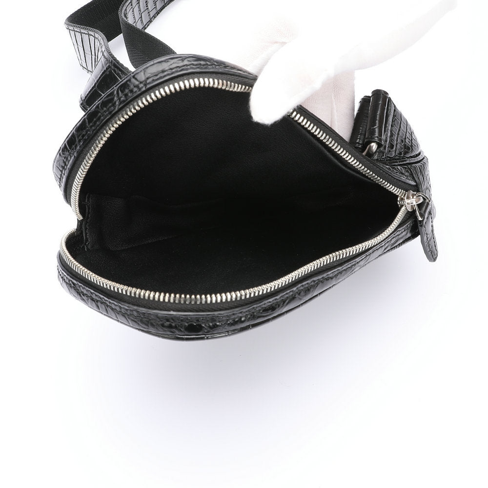Crocodile Bone Skin Men's Bust Bag Genuine Leather Casual Outdoor Shoulder Bag Crossbody Bag Mini Fashion Waist Bag