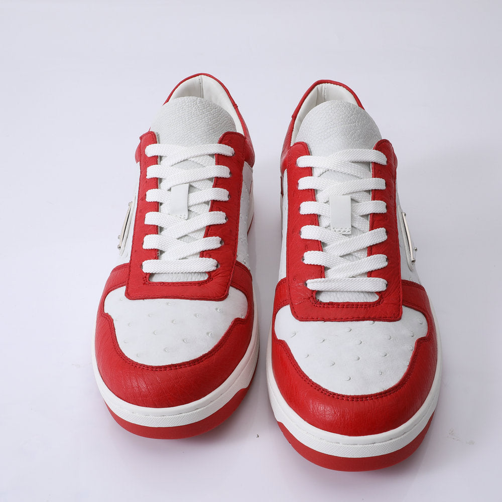 2023 New Ostrich Skin Men's Sneakers Genuine Leather Casual Fashion Men's Shoes