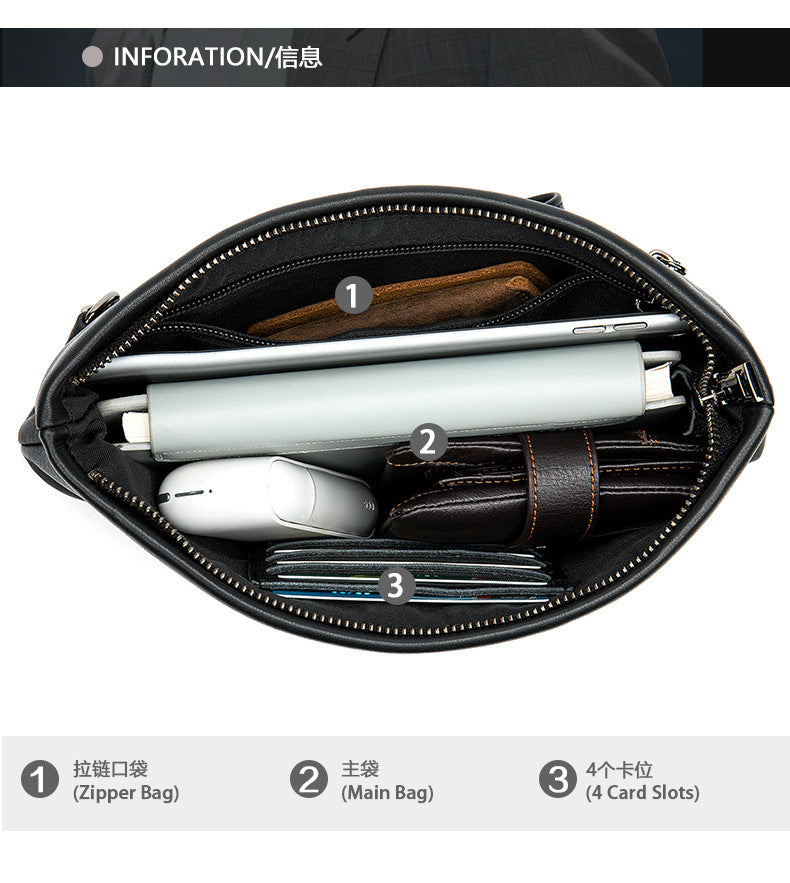 Men's clutch bag cowhide genuine leather Korean fashion business large capacity men's handbag