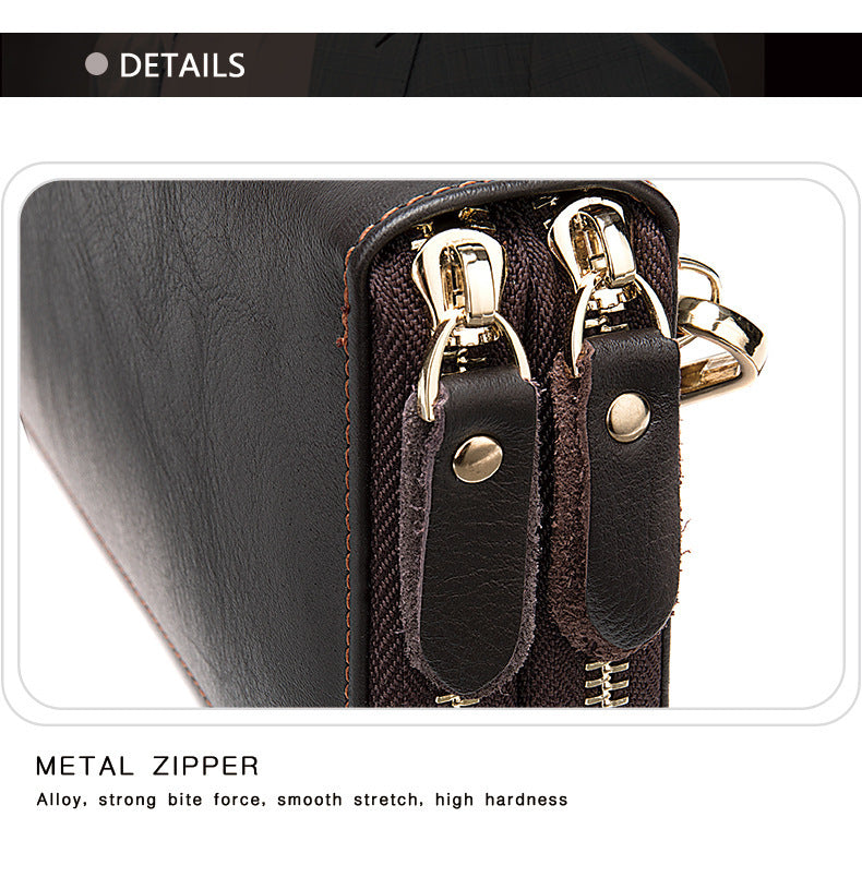 Men's long wallet double zipper card bag coin purse card holder business wallet for men