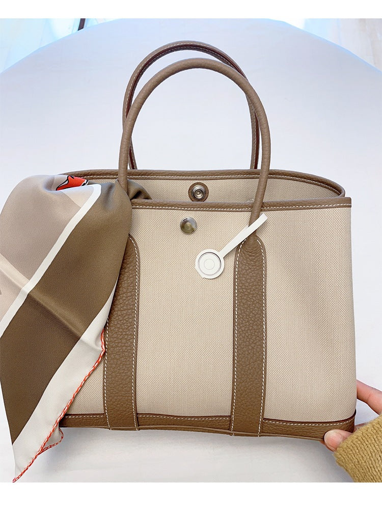Ladies clashing color handbag large capacity canvas bag tote bag fashion