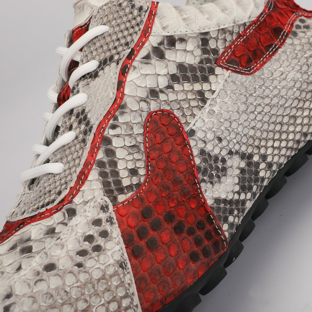 Python Skin Genuine Leather Men's Platform Sneakers Sports Casual Men's Shoes Fashion Anti-Slip Men Shoes